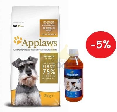Applaws Dog Senior kanaga 7,5kg + LAB V lõheõli koertele ja kassidele 500ml