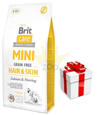 BRIT CARE Mini Grain-Free Hair&amp;Skin 2kg + STAGMENA FOR DOG