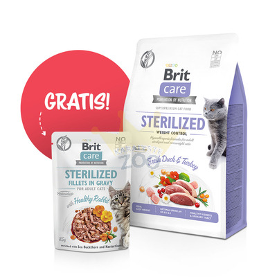 BRIT Care Cat Grain-Free Steriliseeritud kaalukontroll 400g + Brit Care 85g pakend TASUTA!!!