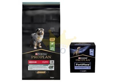 Purina Pro Plan Medium Puppy Sensitive Optidigest, lambaliha ja riis 12kg