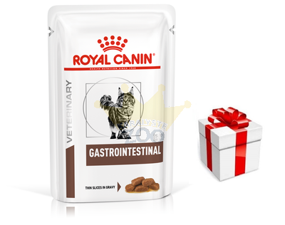 ROYAL CANIN Gastro Intestinal 12x85g kotike (viilud kastmes) + STAGMENA KATEI