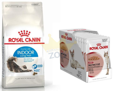 ROYAL CANIN Indoor Long Hair 10kg + ROYAL CANIN Instinctive + 7 12x85g konserve (kastmega)