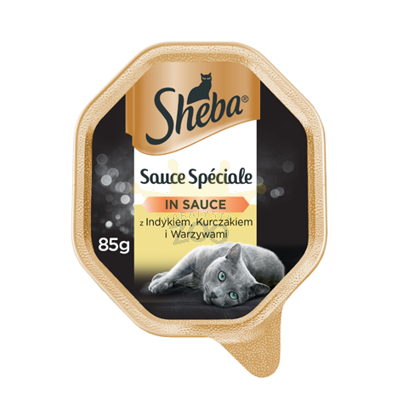 SHEBA® Sauce Speciale 85g kalkuni, kana ja köögiviljadega - märg toit kassidele kastmes