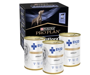 PURINA PVD FortiFlora Dog 30 kotikest + 3x ENZO VET Urinary uriinihaiguste vastu kana koertele 400g