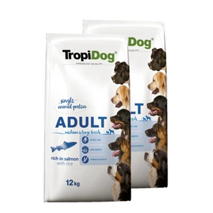 TROPIDOG Premium Adult keskmistele ja suurtele tõugudele lõhe ja riis 12kg