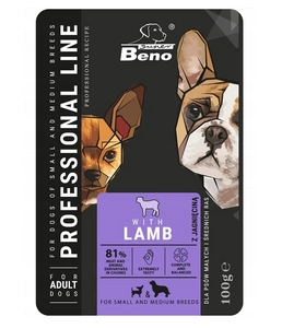 SUPER BENO Adult kotike väikestele ja keskmise suurusega koertele lambalihaga 100g