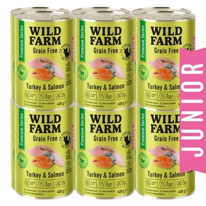 WILD FARM Premium Grain Free Turkey and Salmon Junior 400g - teraviljavaba kassipoegade toit