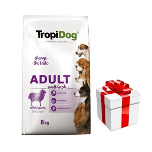 TROPIDOG Premium Adult Small Breeds lambaliha ja riisiga 8kg