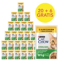 CAT CHOW Steriliseeritud kassitoit kana ja baklažaaniga kastmes 85g - 20 SASKET + 6 TASUTA !!!