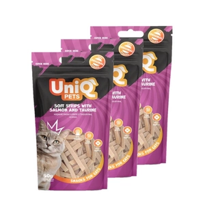 UNIQ PETS kasside maiuspalad - pehmed ribad lõhe tasuriiniga 50g