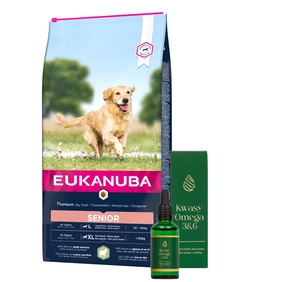 EUKANUBA Mature&Senior Large Lamb & Rice 12kg + LAB-V Omega 3 ja 6 rasvhapped koerte ja kasside üldisele tervisele, karvkattele ja nahale 50ml