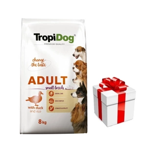 TROPIDOG Premium Adult Small Breeds pardiga ja riisiga 8kg