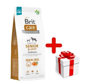 BRIT CARE Dog Grain-free Senior & Light Salmon 12kg + STAGMENA FOR DOGS