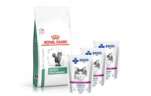 ROYAL CANIN Satiety Support Weight Management SAT 34 6kg + ENZO VET steriliseeritud dieet steriliseeritud kassidele kalkunimahlaga 3x100g