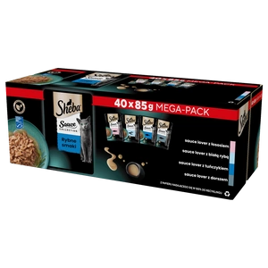 SHEBA Sauce Collection Fish Flavours Sachs 40x85 g - täismärg toit täiskasvanud kassidele, kastmega