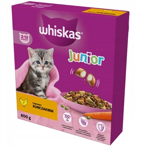 WHISKAS Junior 800 g - kuivtoit kassipoegadele, maitsva kanaga