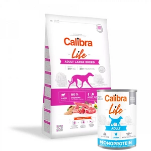 Calibra Dog Life Adult Large Breed Lamb 12kg + CALIBRA Adult Chicken with rice 400g