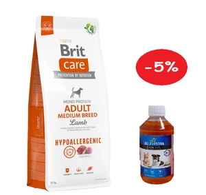 BRIT CARE Dog Hypoallergenic Adult Medium Breed Lamb 12kg + LAB V lõheõli koertele ja kassidele 500ml 5% OFF