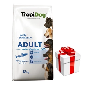 TROPIDOG Premium Adult keskmistele ja suurtele tõugudele lõhe ja riis 12kg