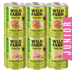 WILD FARM Premium Grain Free Turkey and Salmon Junior 400g - teraviljavaba kassipoegade toit