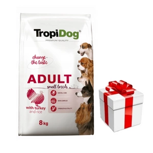 TROPIDOG Premium Adult Small Breeds kalkuni ja riisiga 8kg