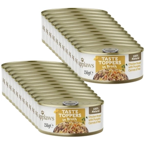 Applaws Taste Toppers Natural Wet Dog Food Chicken with Pumpkin Carrots and Peas in Bouillon 156g Can