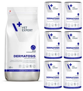 VETEXPERT koera dermatoosiga lõhe kartul 12kg + Dermatoos koerale 6x400g
