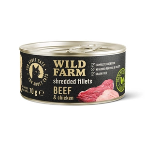 WILD FARM Fillets Beef&Chicken 70g - teraviljavaba märja kassitoit, filee puljongis