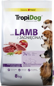 TROPIDOG Premium Adult Small Breeds lambaliha ja riisiga 8kg