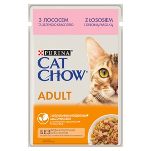 PURINA Cat Chow täiskasvanud kassitoit lõhe ja roheliste ubadega želees 85g