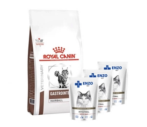 ROYAL CANIN Skin Hairball Gastrointestinal 4kg + ENZO VET Soolestik lambalihaga kastmes kassidele 100g
