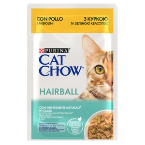 CAT CHOW Hairball Kana ja rohelised oad kastmega 85g