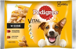 PEDIGREE Adult kotike 4x100g - märja koeratoit kastmes (veise- ja lambalihaga, kalkuniga ja porgandiga)
