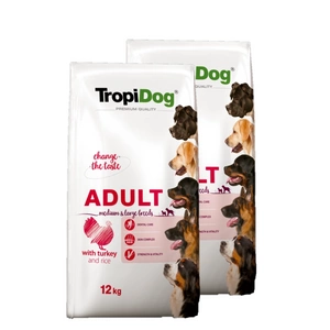 TROPIDOG Premium täiskasvanutele, keskmistele ja suurtele tõugudele - kalkun riisiga 12kg