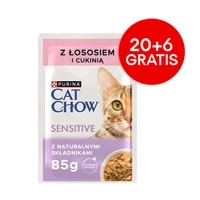 CAT CHOW Sensitiivne kassitoit lõhe ja suvikõrvitsaga kastmes 85g - 20 SUURUST + 6 TASUTA !!!