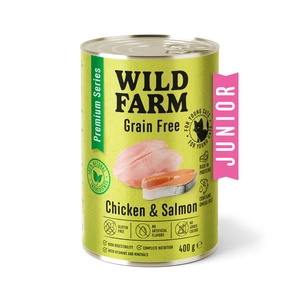 WILD FARM Premium Grain Free Chicken and Salmon Junior 400g - teraviljavaba kassipoegade toit