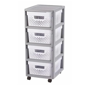 "Curver Infinity" avatäidisega riiulid 4x11 L hall valge