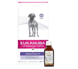 EUKANUBA Dermatosis FP 12kg + Lab-V 100% lõheõli igas vanuses koertele ja kassidele 100ml külmpressitud