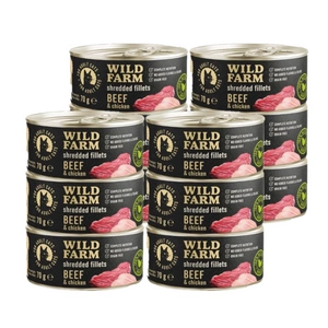 WILD FARM Fillets Beef&Chicken 70g - teraviljavaba märja kassitoit, filee puljongis