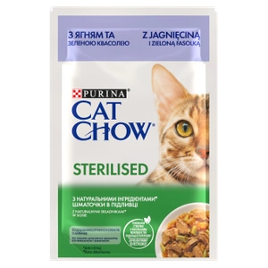 CAT CHOW Steriliseeritud lambaliha ja roheliste ubadega kastmes 85g