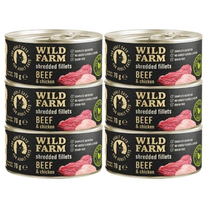 WILD FARM Fillets Beef&Chicken 70g - teraviljavaba märja kassitoit, filee puljongis