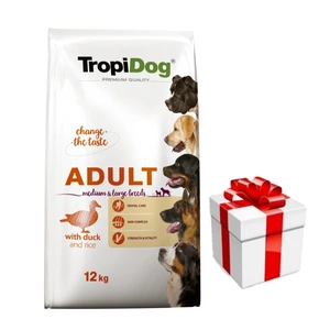 TROPIDOG Premium täiskasvanud keskmist ja suurt tõugu part riisiga 12kg