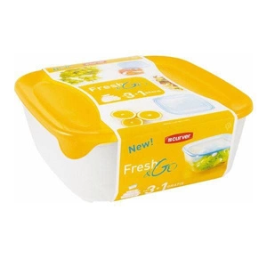 "Curver Fresh &amp; Go" toiduvalmistamise komplekt 0,8L + 1,7L + 2,9L + 0,25L - kollane