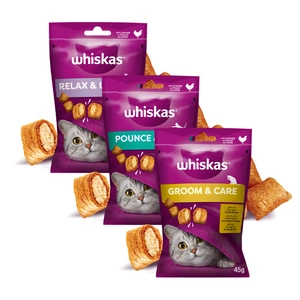 WHISKAS (Tervislik sära,energia ja elujõulisus,lõõgastumine ja lõõgastumine) 3x45g - kasside maiuspala, kanaga