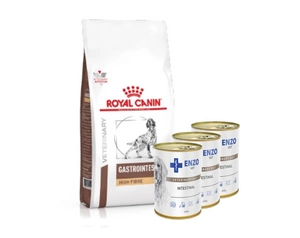 ROYAL CANIN Fibre Response Gastrointestinal koertele 7,5kg + ENZO VET Intestinal dieet koertele lambalihaga 3x400g