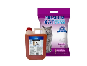 Premium Cat Clumping Bentoniitpüünis - Lavendlipüünis 5L + LAB V lõheõli koertele ja kassidele 5000ml