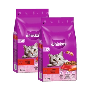 WHISKAS Adult 3,8 kg - kuiv täistoit täiskasvanud kassidele, maitsva veiselihaga