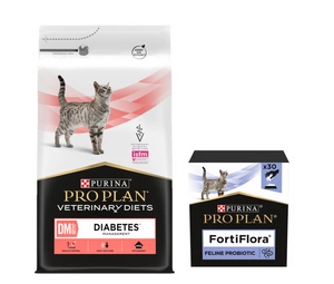 PURINA Veterinary PVD DM Diabetes Management Cat 5kg + PURINA PVD FortiFlora Cat 30 pakki