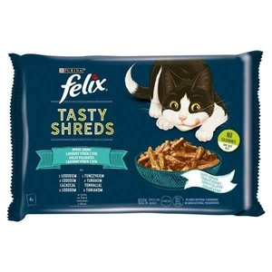 FELIX Tasty Shreds niiske kassitoit lõhe ja tuunikalaga kastmes 4x80g