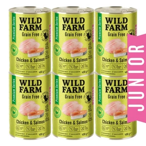 WILD FARM Premium Grain Free Chicken and Salmon Junior 400g - teraviljavaba kassipoegade toit